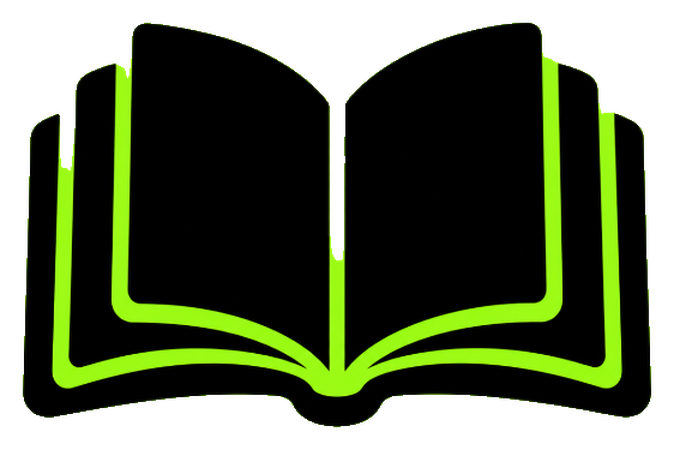 Yieldbook, a black open ledger book with lime page edges